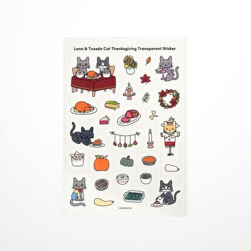 The Transparent sheet displays the same Thanksgiving artwork on a clear surrounding sheet with minimal visual background.