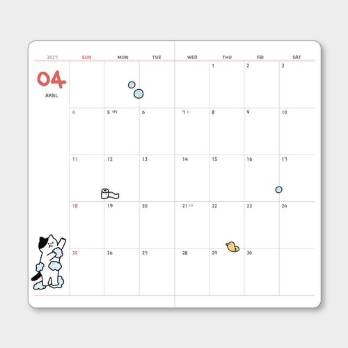 Several Handi Cat planners are arranged in a colorful flat lay, highlighting the different cover artwork and rounded page corners.