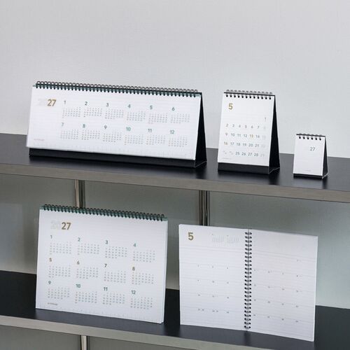 A wide 2027 calendar shows all twelve months arranged across one clean, horizontal page.