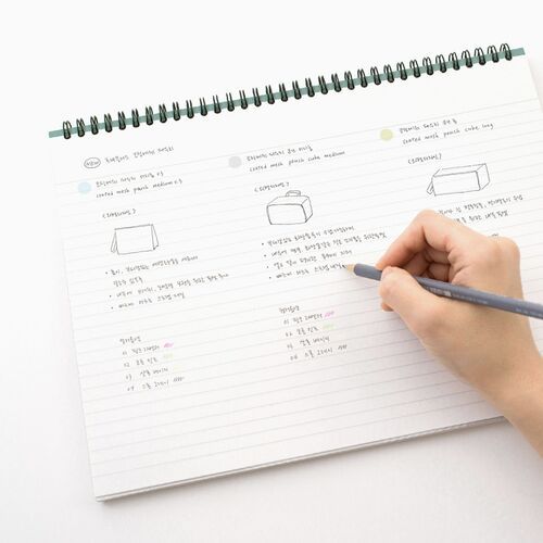 The open planner displays a lined weekly layout with numbered dates and broad sections for appointments, notes, and reminders.