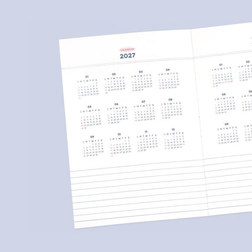 A project plan spread organizes January through June across dated rows for tracking work and personal schedules.