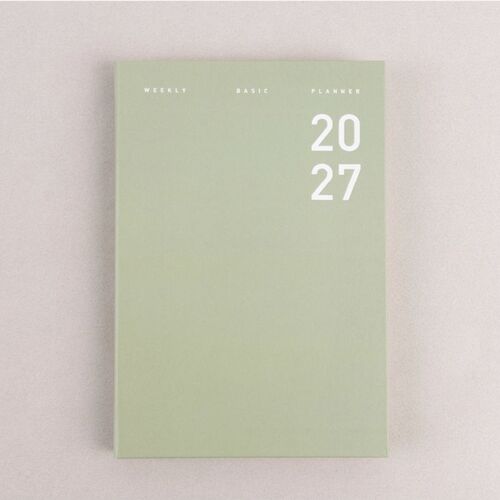 The Sand Pink planner is centered alone, with its minimalist 2027 cover clearly visible.