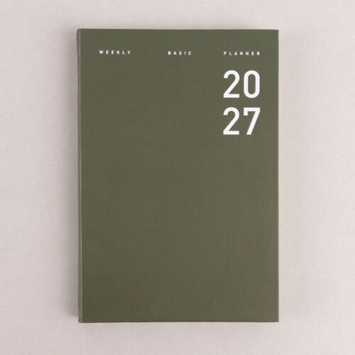 Hazel appears alone in a warm tan shade with the planner title placed near the top.