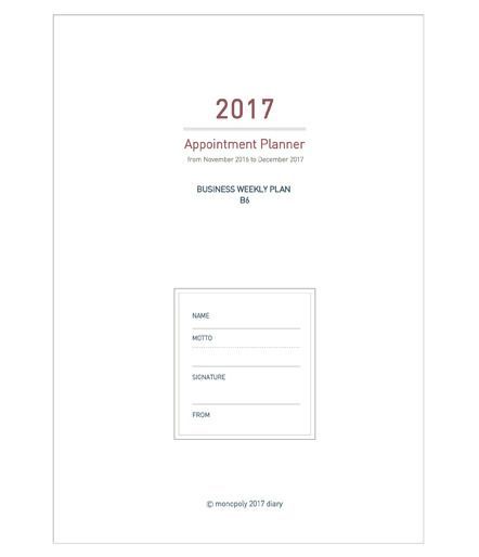 2017 Medium Weekly Appointment Planner