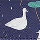 Willow Pattern Zipper Pen Case v4, Navy Duck