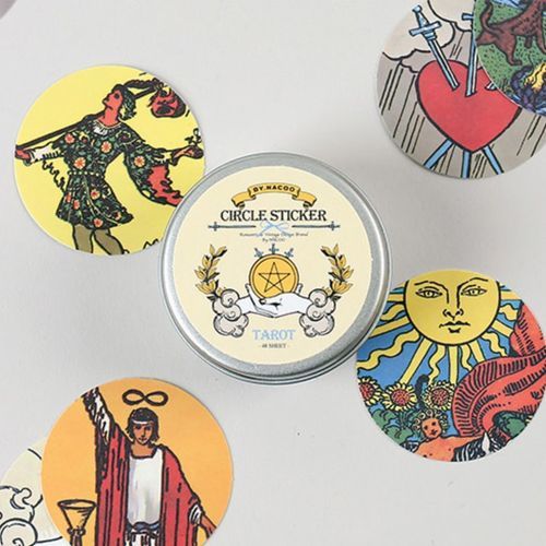48pcs Tarot Round Deco Sticker Set