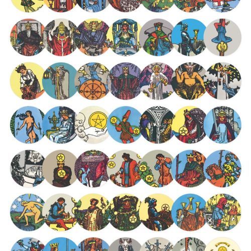 48pcs Tarot Round Deco Sticker Set