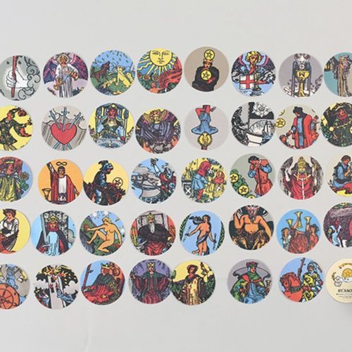 48pcs Tarot Round Deco Sticker Set