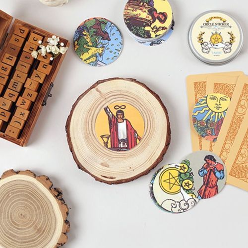 48pcs Tarot Round Deco Sticker Set