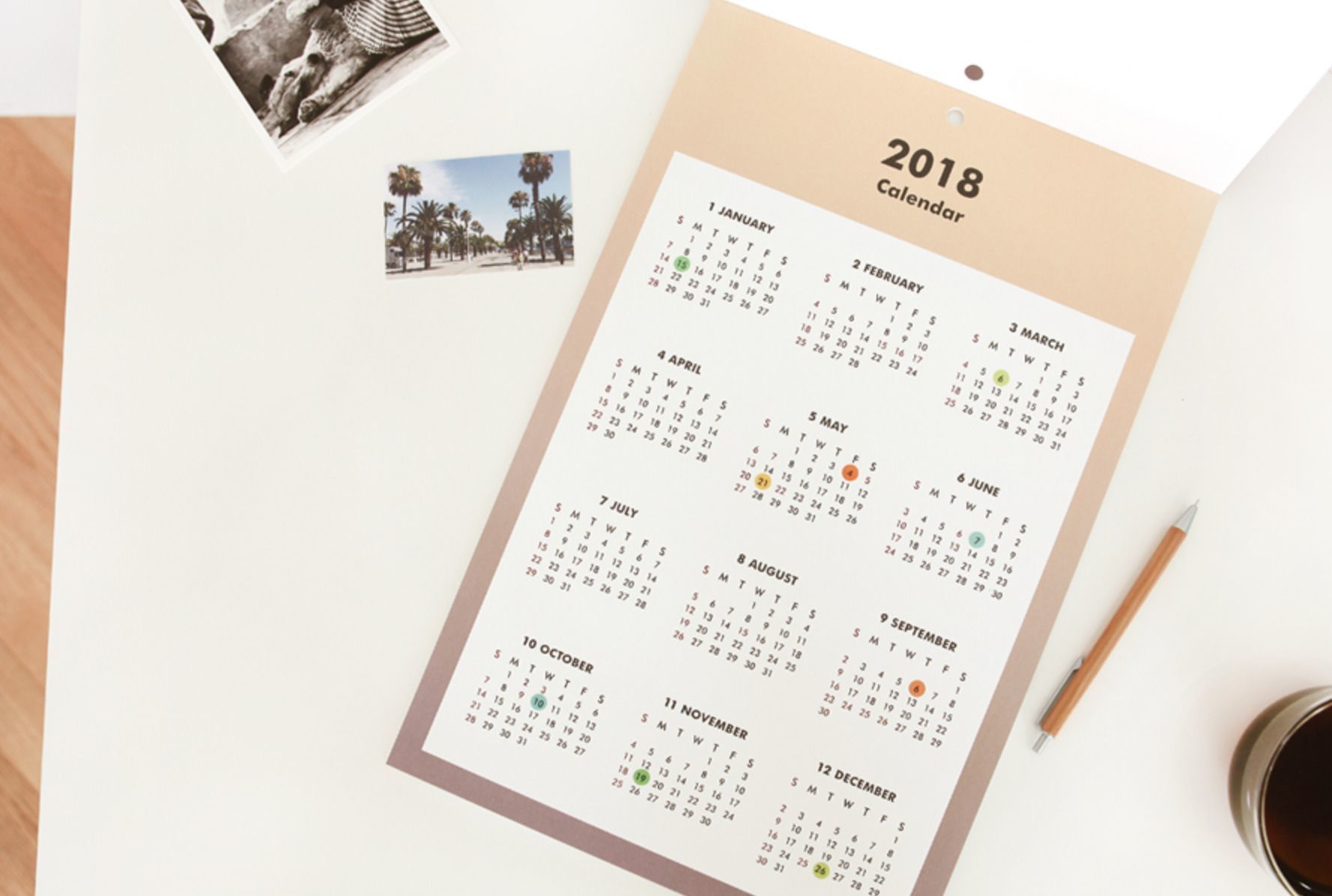 2018 Palette Wall Calendar