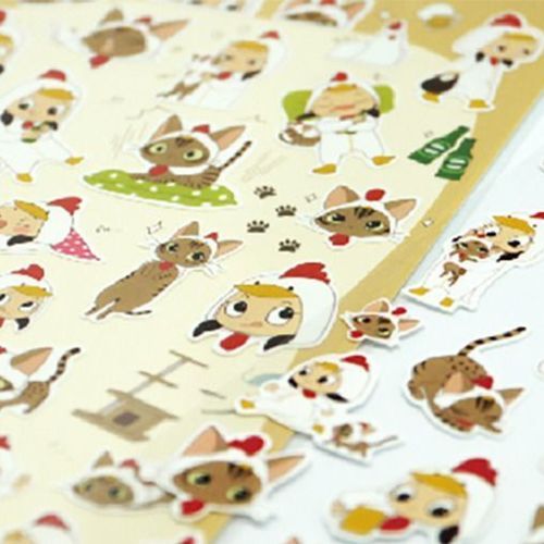 Girl & Cat Deco Sticker - Image 5