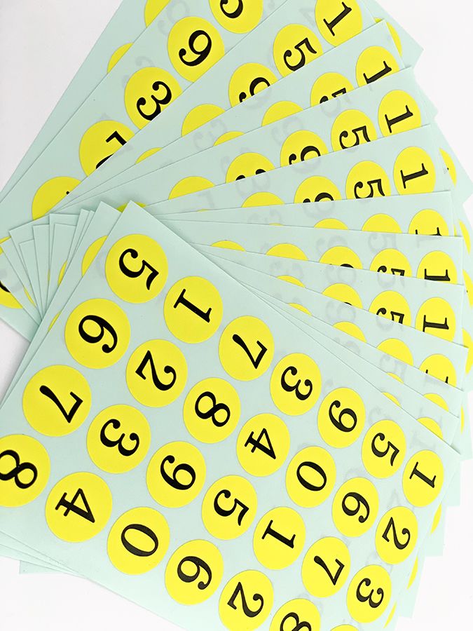 MochiThings Neon Yellow Number Sticker Set