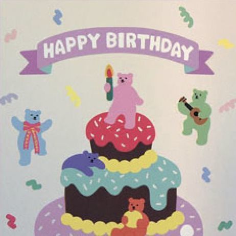 Jelly Bear Hologram Postcard, 01 Happy Birthday